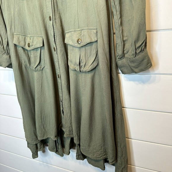 Matilda Jane Adult Dress Medium Mom Green Tree Canopy Utility Military Ruffles - Picture 5 of 10